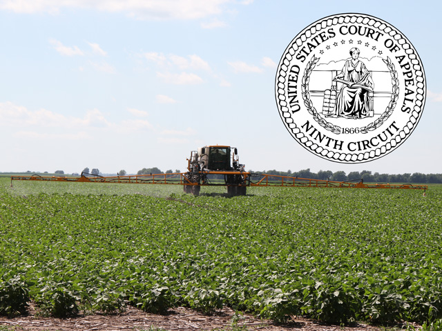 The U.S. Ninth Circuit Court of Appeals dismissed a lawsuit arguing that the 2016 dicamba registrations were illegal but will allow the plaintiffs to file a new lawsuit quickly against the 2018 registrations. (DTN photo graphic) 
