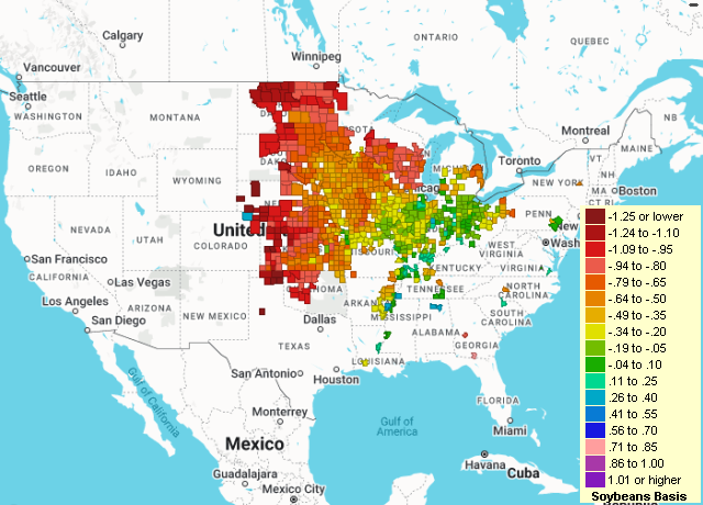 soybeans market tracker map