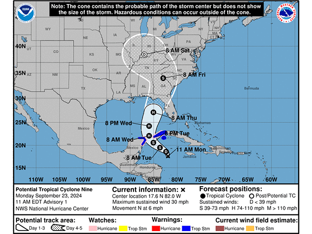 The National Hurricane Center forecasts a major hurricane to hit the Florida Panhandle on Thursday. (NHC graphic)