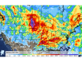 Total rainfall in the week ended 7 a.m. CDT Wednesday, May 21, shows widespread heavy amounts across the vast majority of the Corn Belt. In general, areas in yellow recorded over one inch, red areas over two inches, and areas in purple over four inches. (DTN graphic)