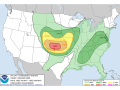 The Storm Prediction Center has a moderate risk of severe weather over important wheat areas in Kansas for Tuesday. (DTN graphic)