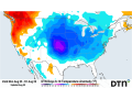 Temperatures next week will fall well below normal for much of the country east of the Rockies. (DTN graphic)