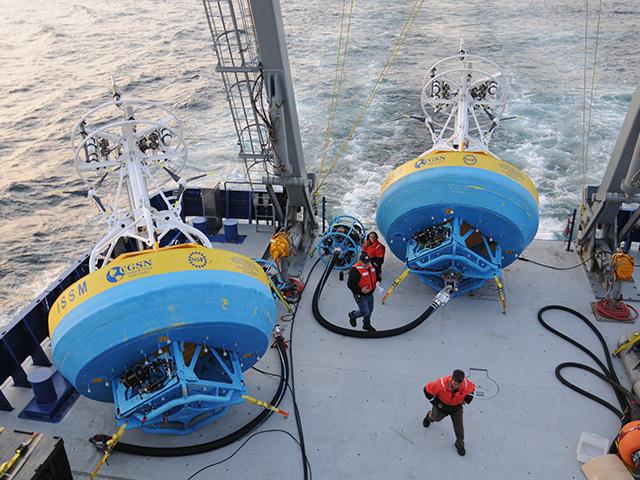 More than 900 deep-sea instrument arrays that monitor ecosystems and prevailing currents are being pulled as part of a major cutback in the U.S.-funded Ocean Observatories Initiative. (Woods Hole Oceanographic Institution photo)