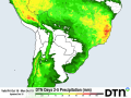 Rainfall is shifting from southern Brazil into central Brazil through the weekend, giving central states some much-needed rain, and for southern areas a chance to dry out. (DTN graphic)