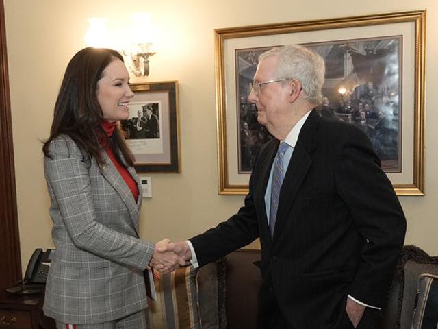 Brooke Rollins, Trump&#039;s nominee for Agriculture secretary, meets with Sen. Mitch McConnel on Wednesday. McConnell, the former Senate majority leader, is a senior member of the Senate Agriculture Committee.  (photo from McConnell&#039;s press office on social platform X) 