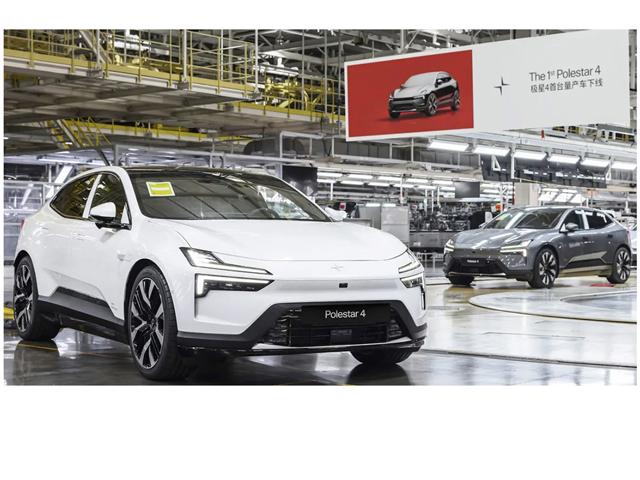 A Polestar 4 at a factory in China. China makes 75% of the world's electric cars. They're banned in the United States, but for how long? Detroit is paying attention. (Polestar photo)