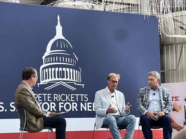 Trade was the key topic when Rep. Adrian Smith, R-Neb., held a panel Monday at the Nebraska State Fair with Kip Tom, former U.S. ambassador to the United Nations Agencies for Food and Agriculture, and former Gregg Doud, former U.S. chief agricultural negotiator at the U.S. Trade Representative&#039;s Office. (DTN photo by Chris Clayton)