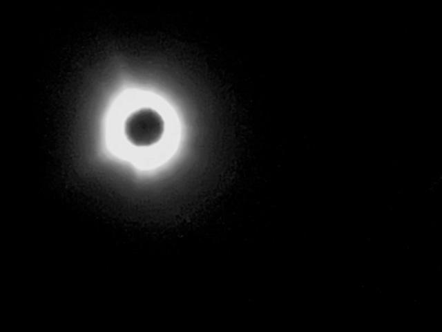 Crude cellphone picture of the total eclipse in Hot Springs Village, Arkansas, on April 8, 2024. (DTN photo by John Baranick)