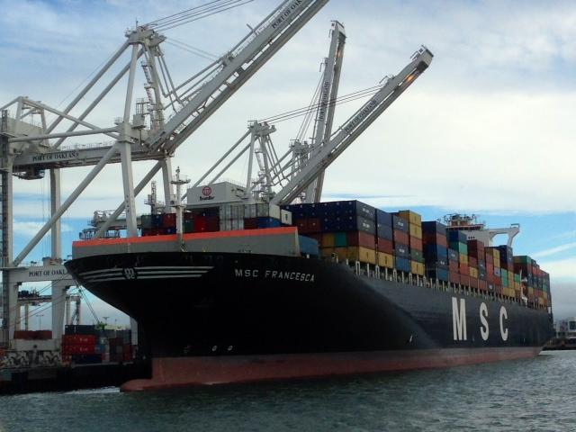 A ship docked at the Port of Oakland, Calif., where cargo is loaded. U.S. agricultural exports need a boost as USDA opens up funding for a second round under the Regional Agricultural Promotion Program (RAPP). (Photo courtesy of Midwest Shippers Association) 