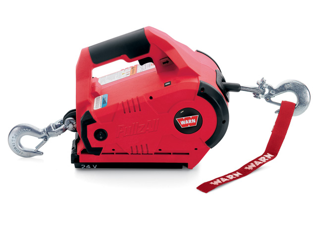 A new hand-held winch from Warn operates either with a cord or battery. (Photo courtesy Warn)
