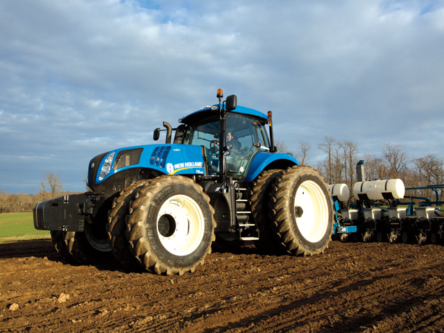 The Genesis T8 Series of tractors shares the styling of its siblings and has new Tier 4 Final engine technology. (Photo courtesy of New Holland)