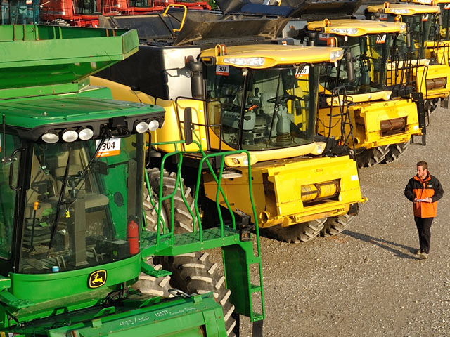 As inventories of used combines have risen, prices have dropped. Other types of used farm equipment have held prices better. (DTN/The Progressive Farmer photo by Jim Patrico)