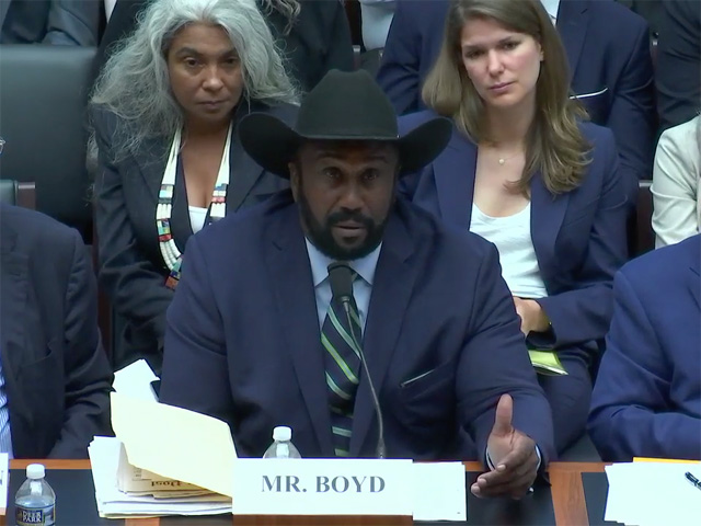 John Boyd, founder and president of National Black Farmers Association, and a Virginia farmer who grows corn, soybean and wheat as well as cattle and hogs, testified on Wednesday before a House subcommittee hearing, "Farmers are in a national crisis, a national crisis." (DTN snaphot of video feed) 