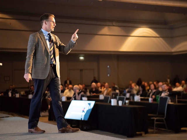 Dave Horsager told the audience at the DTN 2019 Ag Summit that everything of value is based in trust and it takes a long time to build trust. (DTN photo by Joel Reichenberger)