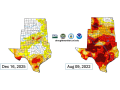 The Southern Plains drought monitor of Dec. 16, 2025, shows more than 37% of the region with no drought. In contrast, more than 96% of the region was in drought in August 2022, during the peak of the 2020-2025 drought. (Drought Monitor graphic)
