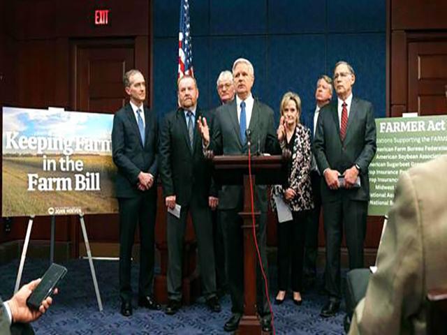 Sen. John Hoeven, R-N.D., flanked by other Republican senators, announces the FARMER Act at a Capitol Hill news conference on Tuesday. (Photo courtesy of Office of Sen. John Hoeven)