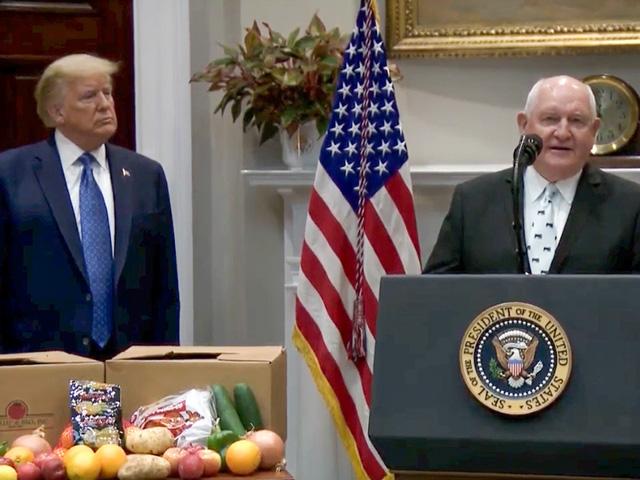 Agriculture Secretary Sonny Perdue announced details of the CFAP aid on Tuesday at the White House with President Donald Trump. More details were later provided by USDA officials. (screenshot from WhiteHouse.gov) 