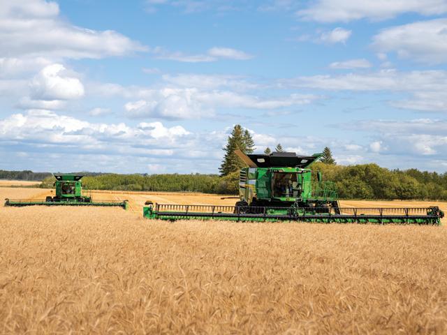 The new John Deere X9 Combine can harvest up to 30 acres of wheat per hour. (Photo courtesy of John Deere)