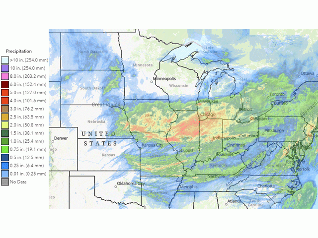 Rainfall during the weekend was significant for a large portion of the Corn Belt. (DTN graphic)