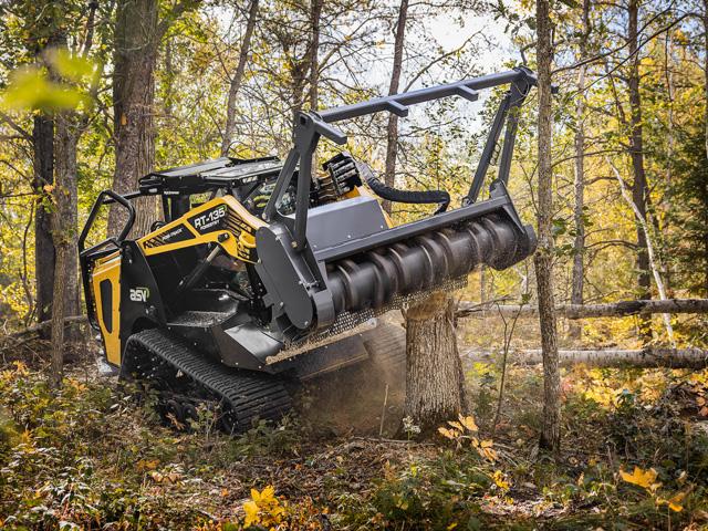 ASV&#039;s new forestry-beater RT-135F runs on a 132-horsepower Cummins engine and high-flow hydraulics to run high-flow attachments such as mulchers at full speed while moving the loader without slowing down the tool. (Photo courtesy of ASV Holdings)