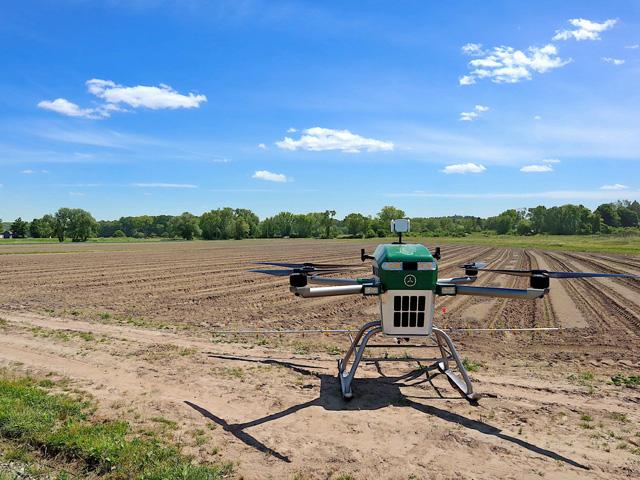 Guardian Agriculture&#039;s electric, vertical take-off and landing aircraft will begin applying crop protection products over vegetable fields in the Salinas Valley of California beginning in 2023. (Photo courtesy of Guardian Agriculture)