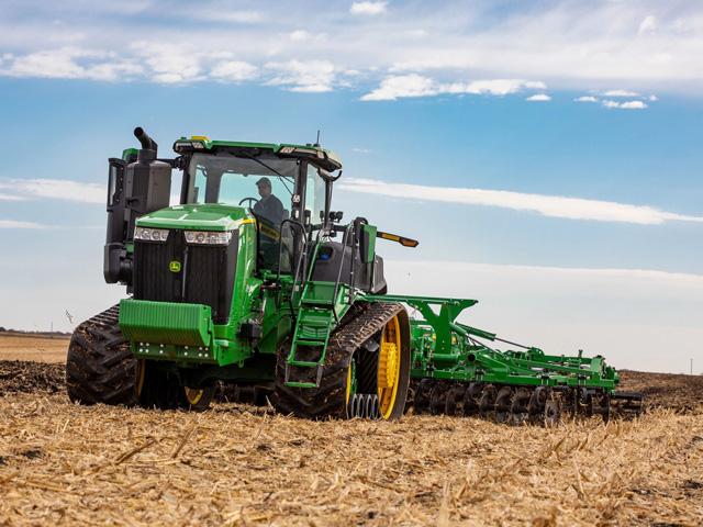 Deere has added 20 horsepower for all its 9RT two-track tractors for model year 2024 (Photo courtesy of John Deere).