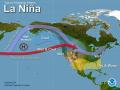 The effects of La Nina are more pronounced during winter, which take on this configuration. But there are effects during the summer, too. (NOAA graphic)