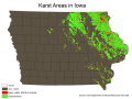 A map shows the karst areas of Iowa. In a case of interesting timing, a farmer in northeast Iowa wants to get rid of a wetlands determination on ground while environmental groups want more EPA oversight of nitrate runoff in the same area. (map courtesy of Iowa Farm Bureau) 