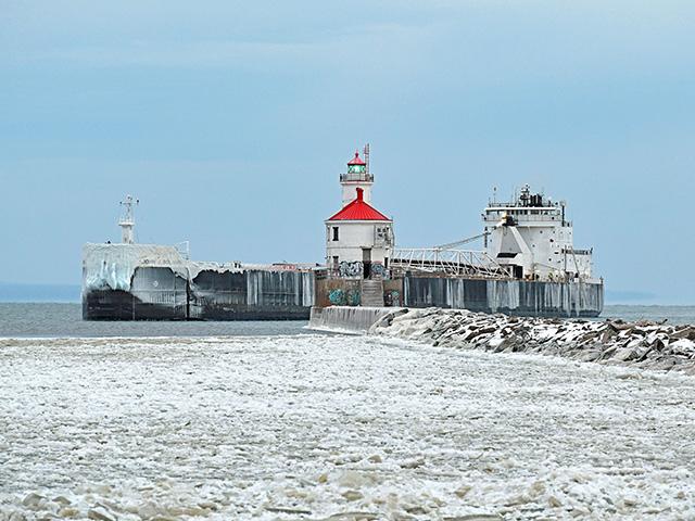 Pictured is the John J. Boland returning to the Port of Duluth-Superior after dropping off her last load. She was the last laker to leave the port, ending the 2023 shipping season. (Photo courtesy Schauer Photo Images)