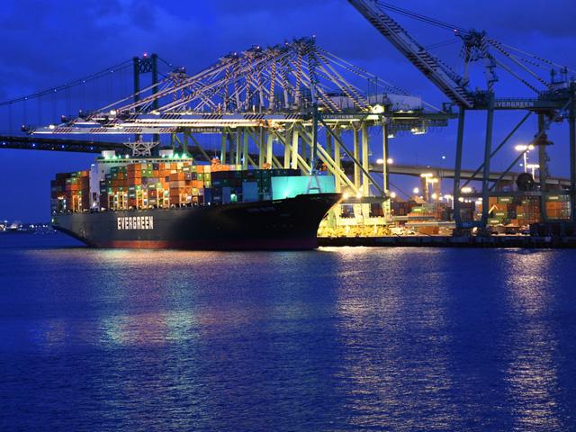 Container shipping is still slow to return to normal after the trickle-down effect of the pandemic caused stoppages and/or slowdowns around the globe. (Photo courtesy of Joseph L. Murphy, Iowa Soybean Association)