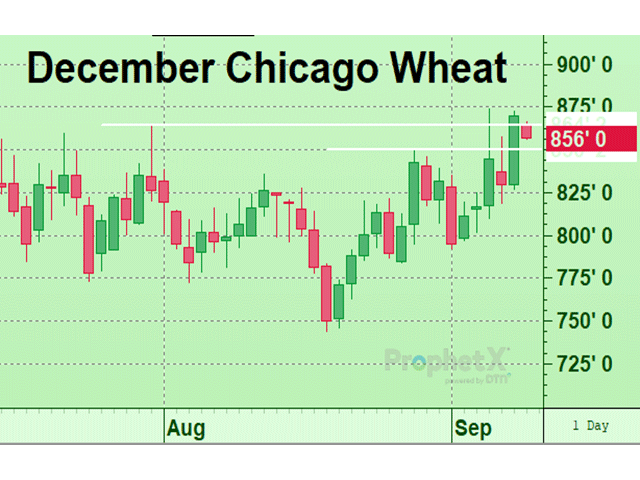 If the Chicago wheat breakout is "for real," it needs to hold former resistance as new support as identified by the white lines in the chart. (DTN ProphetX chart)