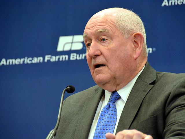 Agriculture Secretary Sonny Perdue speaking last year at the American Farm Bureau Federation convention. Perdue avoided directly criticizing President Donald Trump on Thursday, but Perdue said he was saddened by the violence at the U.S. Capitol. (DTN file photo)