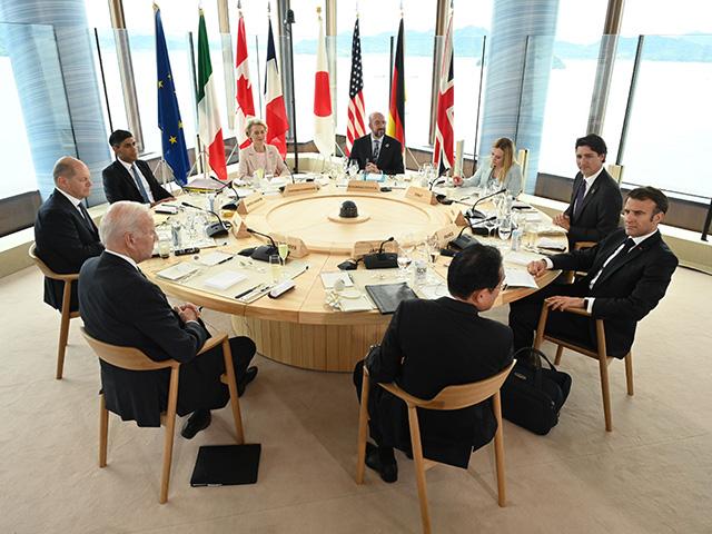 At their Summit in Hiroshima, leaders of the G7 countries agreed to "de-risk" rather than "decouple" from China. Both words are vague enough to cover up the differences between the U.S. and its allies. (Photo courtesy Hiroshima Summit website)