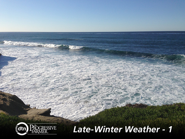 A weak El Nino Pacific Ocean pattern appears set to help influence U.S. weather trends the balance of this winter season. (DTN photo by Bryce Anderson)