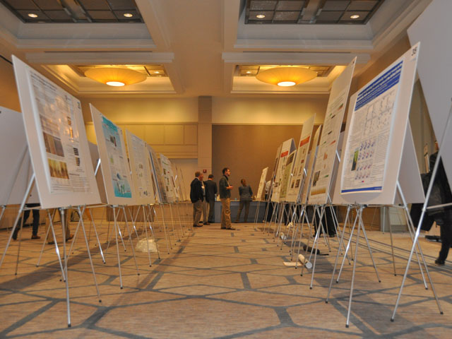 Rows of posters presenting the research of agricultural students and their professors at NEPPSC give a glimpse into the pest management techniques of the future. (DTN photo by Emily Unglesbee)