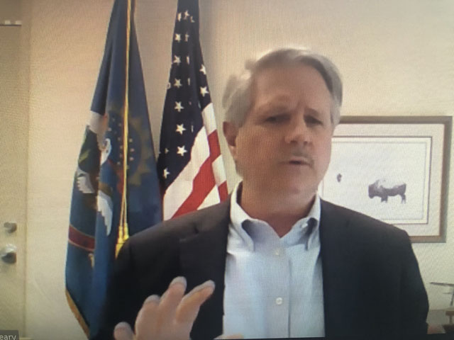 Sen. John Hoeven, R-N.D., talked about aid needs for agriculture during a Zoom meeting Monday afternoon with agricultural journalists. He indicated he would like to see USDA given funding authority of $50 billion in any new aid bill that might come out of Congress. (DTN image from Zoom) 