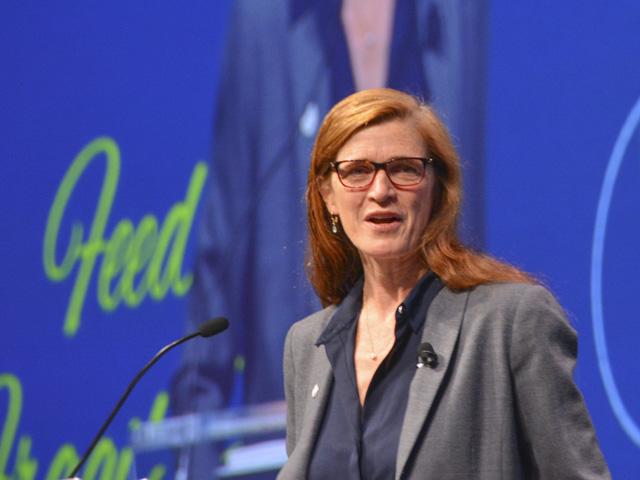 Samantha Power, administrator for USAID, in a keynote speech at the World Food Prize Borlaug Dialogue, highlighted the rising costs of humanitarian food aid. U.S. food aid costs have gone up 50% in just the past two years. (DTN photo by Chris Clayton)