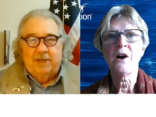 Samuel Clovis Jr., representing the Trump campaign, and Pam Johnson, representing the Biden campaign, debated farm policy planks during a forum Tuesday held by the Farm Foundation. (Photo from video livestream images) 
