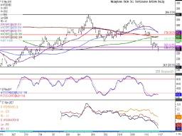 The February Malaysian crude palm oil future fell 1.6% (measured in local currency) on Monday while reaching a three-month low. Monday&#039;s close held above support of the 67% retracement of the move from the June low to September high. Prices are in over-sold territory (second study), while weakening spreads (third study) point to growing commercial bearishness. (DTN graphic by Nick Scalise)