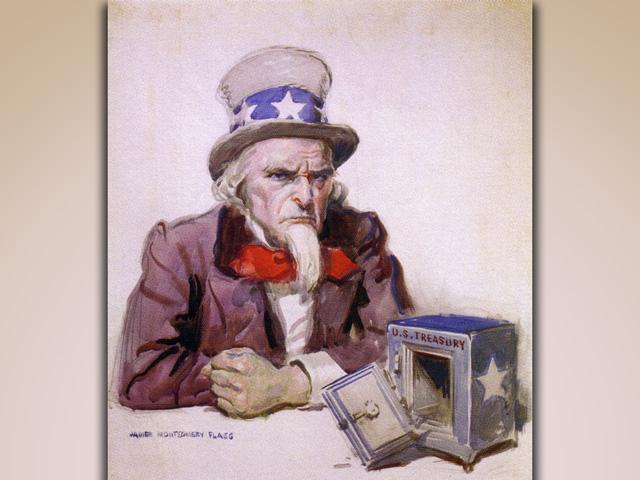 This year's deficit will be the highest since 1946 and the federal debt by 2022 will rise to 106% of GDP, yet investors remain eager to lend Uncle Sam money. (Public domain image)