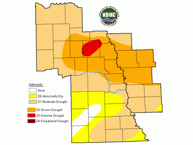 Eastern Nebraska areas that suffered record flooding in 2019 are now dealing with extreme drought in autumn 2020. (National Drought Mitigation Center graphic)