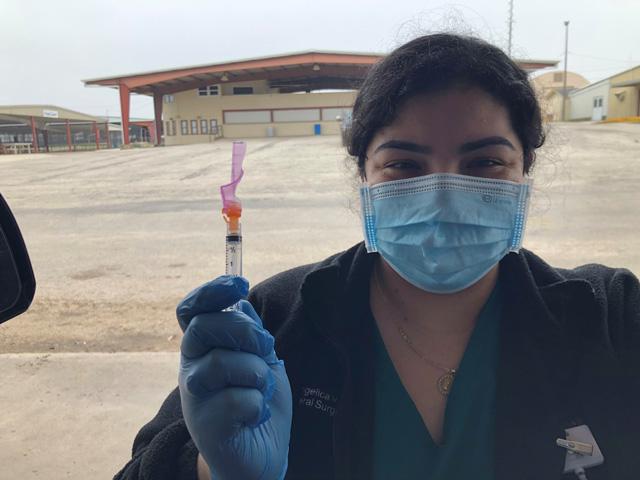 A COVID-19 vaccination at Brenham, Texas, earlier this year. Vaccine rates in rural America remain below urban areas. Kaiser Health News cites that death rates in rural areas right now are twice the rate of urban areas of the country. (Photo by Elaine Thomas)