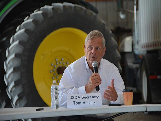 Agriculture Secretary Tom Vilsack talks about conservation and infrastructure investments made by Congress over the past year, saying those spending bills will be "transformational" for farmers and agriculture going forward. (DTN photo by Chris Clayton) 