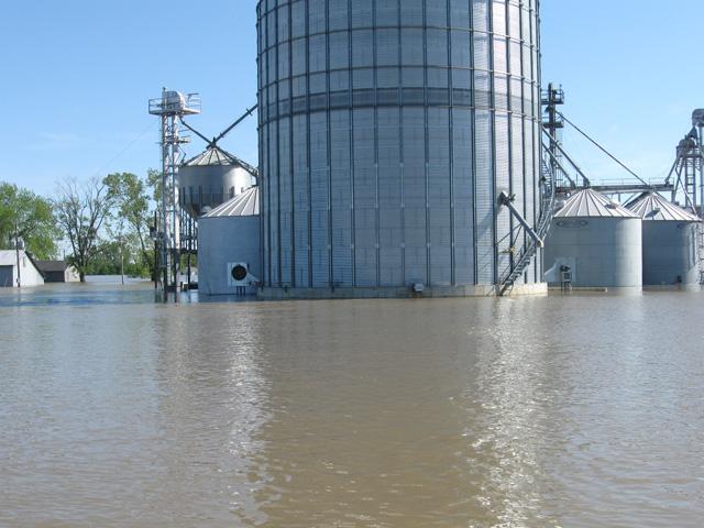 A flooded grain elevator in 2011 on the Mississippi River. A new law for rural disasters will now allow the Small Business Administration to step in and offer disaster loans in areas that are declared as disasters and suffer significant damage. (DTN file photo) 