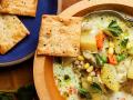 Chicken Pot Pie Soup and Piecrust Crackers (Rachel Johnson)