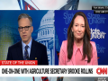 Agriculture Secretary Brooke Rollins talks with Jake Tapper on CNN&#039;s State of the Union about tariffs and farmers. Minnesota Gov. Tim Walz also spoke on the show about tariffs as well, offering an opposing take from Rollins. (photo from video livestream)




