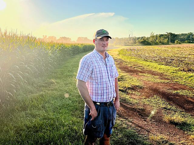 Robbie Faust is testing various cover crops to determine their return on investment and other benefits. (Des Keller)