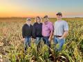The Strnad family, from left, Sammie, Julia, Troy and Trey, works nearly 10,000 acres along with 160 head of cow and calf pairs, mostly Charolais, in the south-central part of Kansas. (Des Keller)