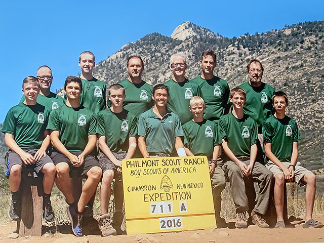 Troop 972 with Rylan Hillyer (front row, third from left) and Gregg Hillyer (back row, fourth from left). (Photo provided by Gregg Hillyer)