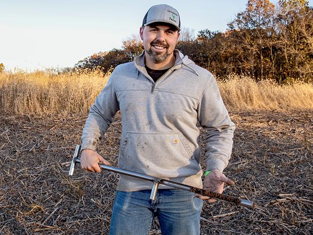 Zach Grossman had unexplained yield loss in a field, so he chose to test for soybean cyst nematodes. (Jason Jenkins)